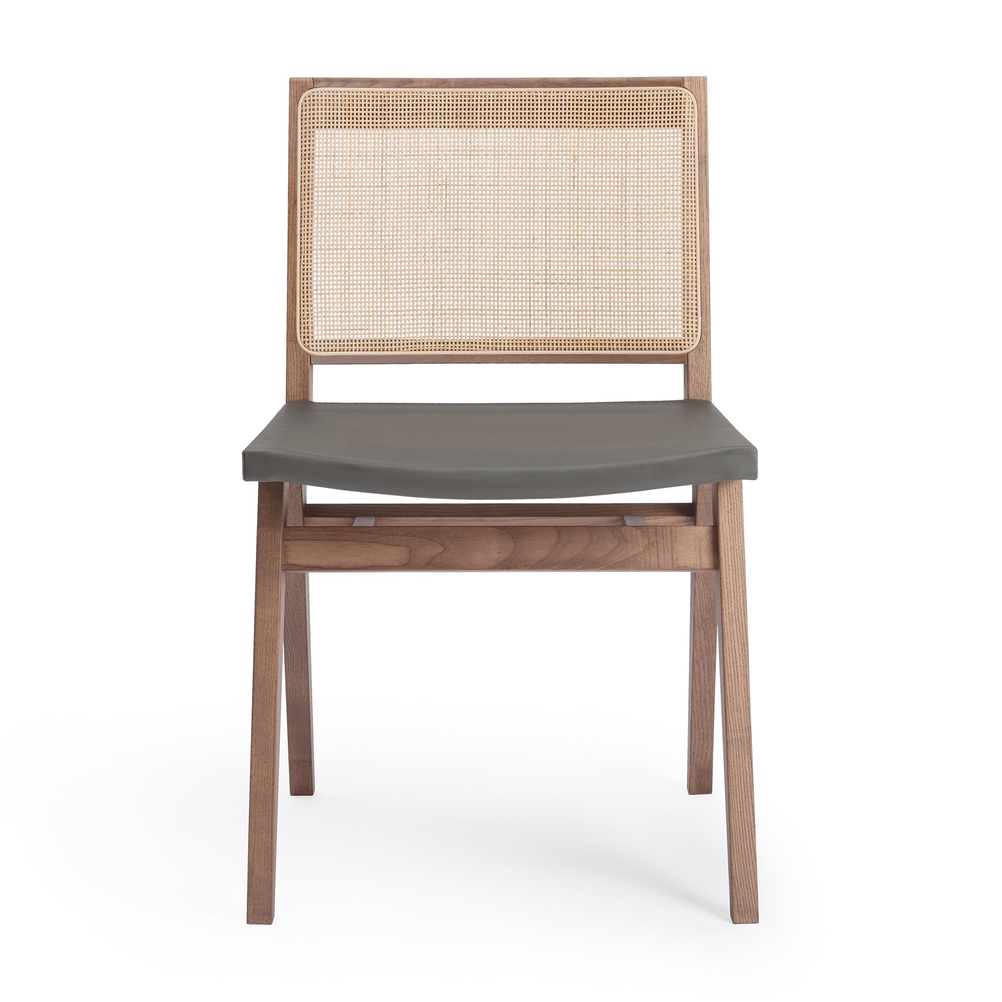 Klarel | Elye Cane Leather Dining Side Chair | Made In Italy